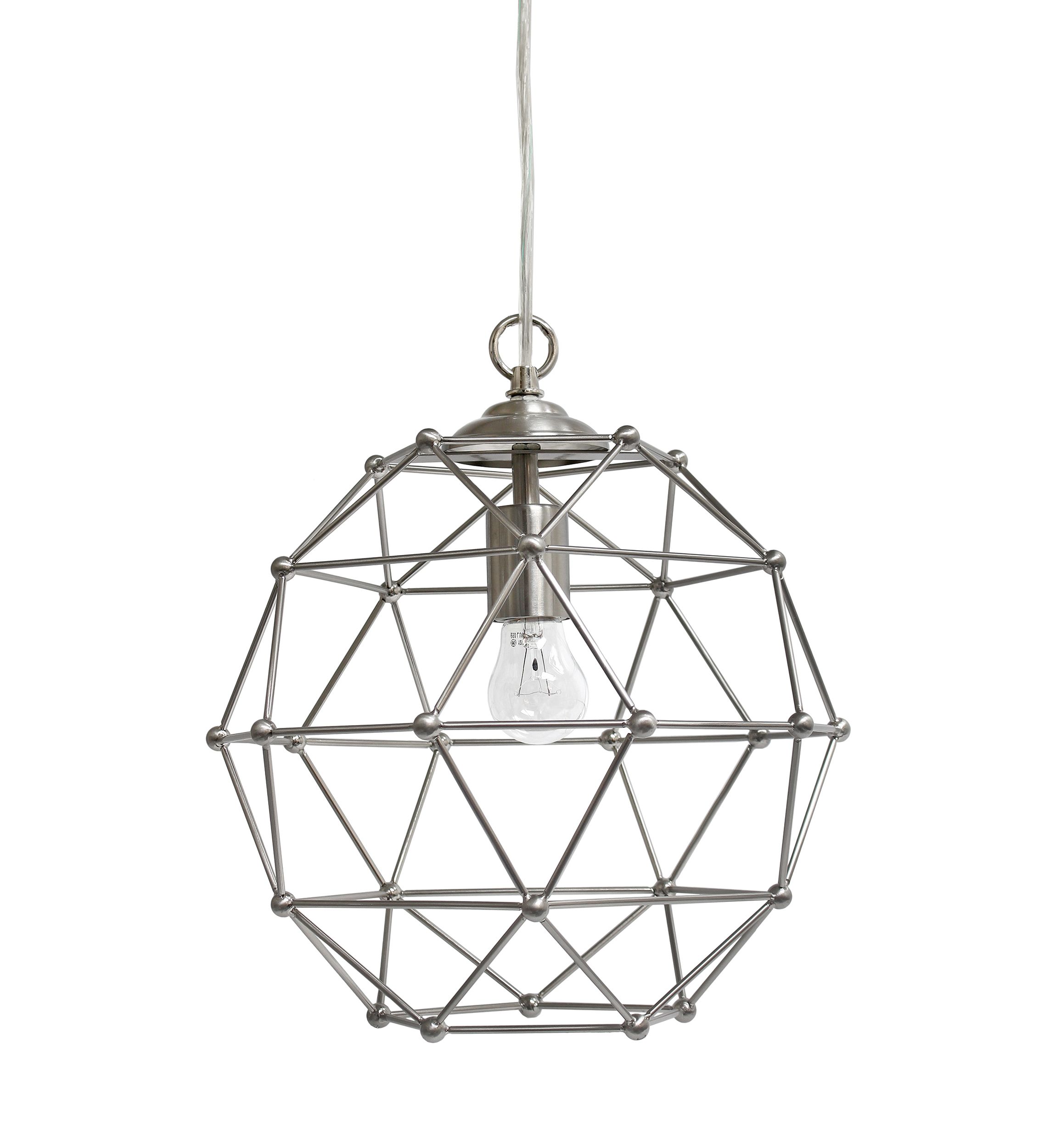 1 Light Hexagon Industrial Rustic Pendant Light, Brushed Nickel