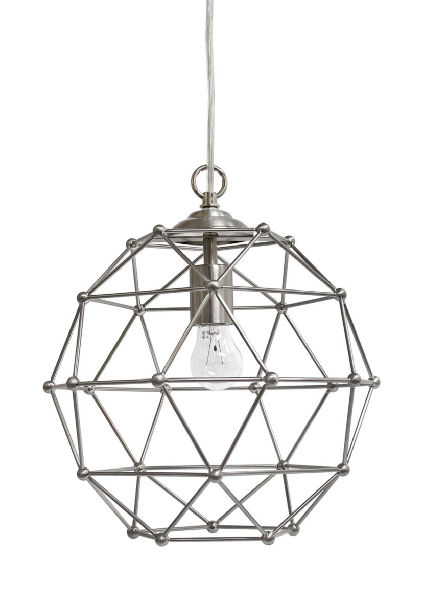 1 Light Hexagon Industrial Rustic Pendant Light, Brushed Nickel