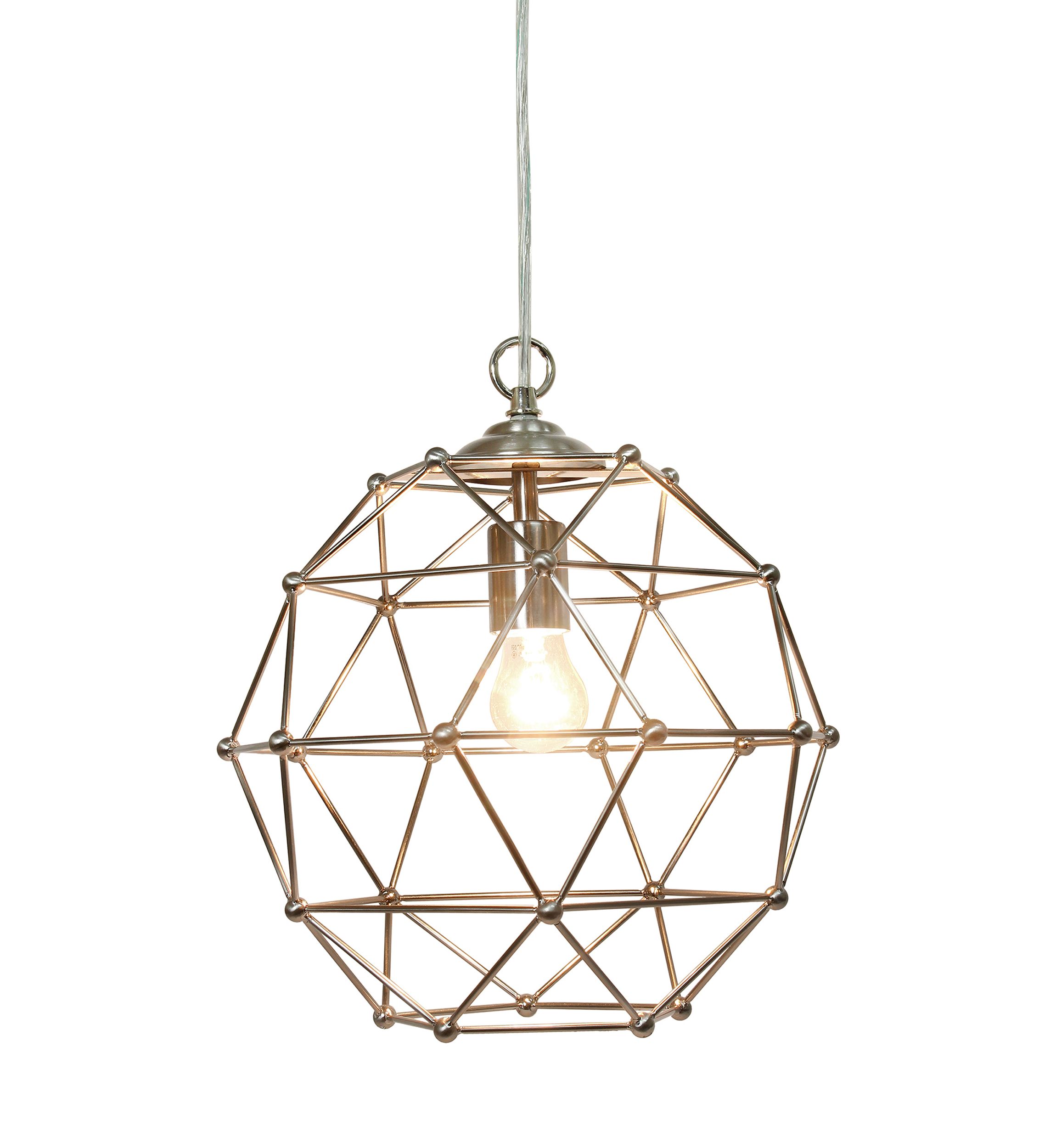 1 Light Hexagon Industrial Rustic Pendant Light, Brushed Nickel