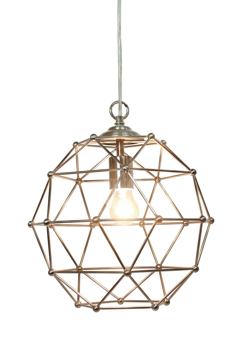 1 Light Hexagon Industrial Rustic Pendant Light, Brushed Nickel
