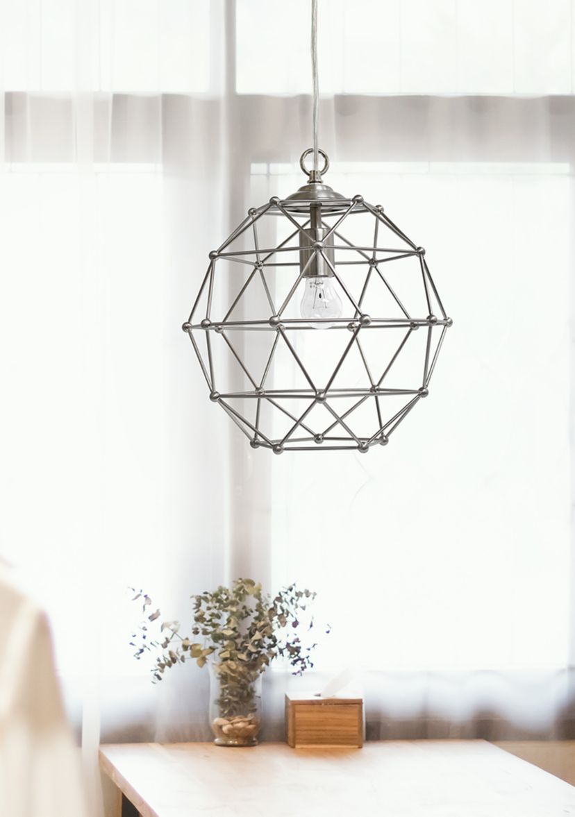 1 Light Hexagon Industrial Rustic Pendant Light, Brushed Nickel