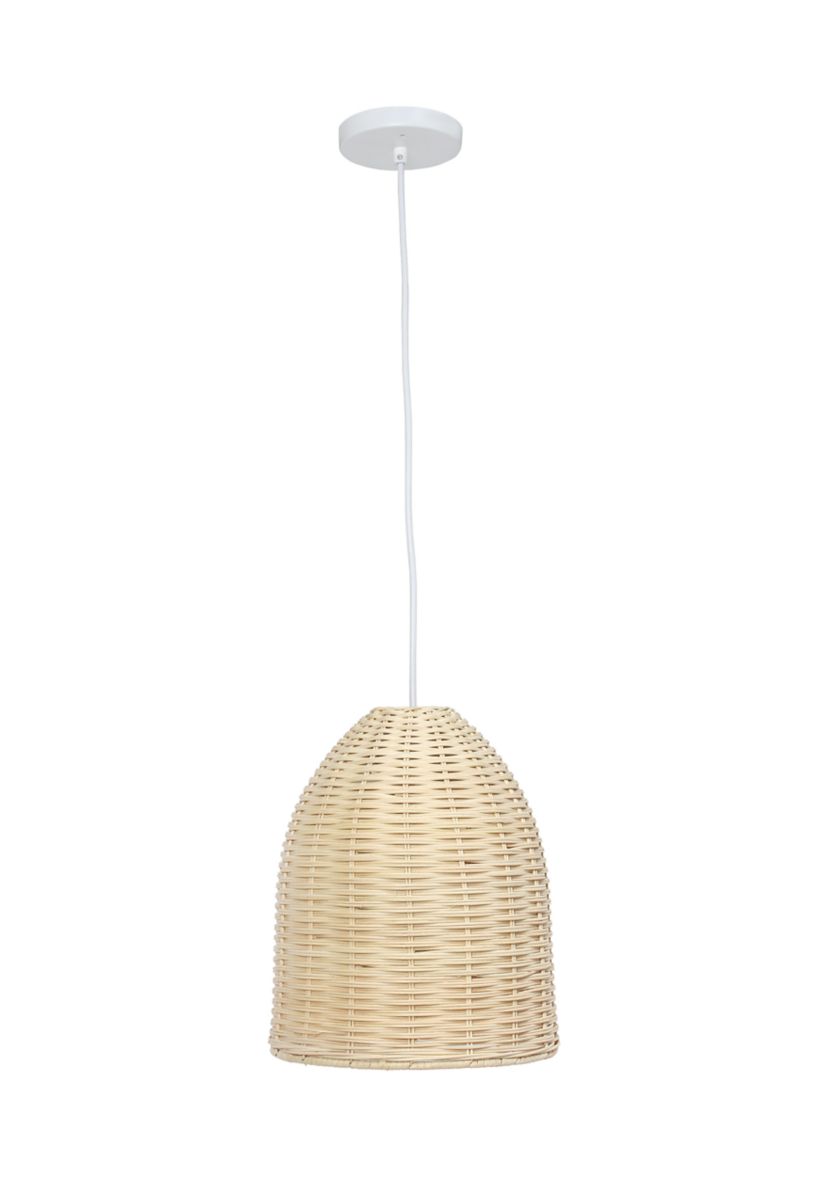 Coastal Dome Rattan Downlight Pendant, Natural
