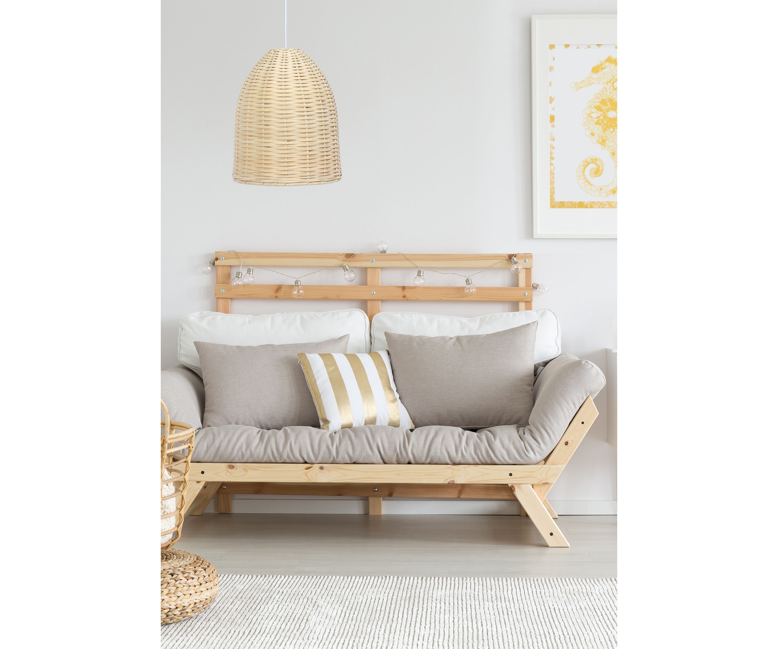 Coastal Dome Rattan Downlight Pendant, Natural