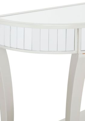 Glam Wood Console Table with Mirror - Set of 2