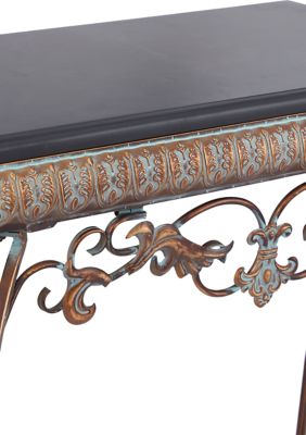 Traditional Metal Console Table with Mirror - Set of 2
