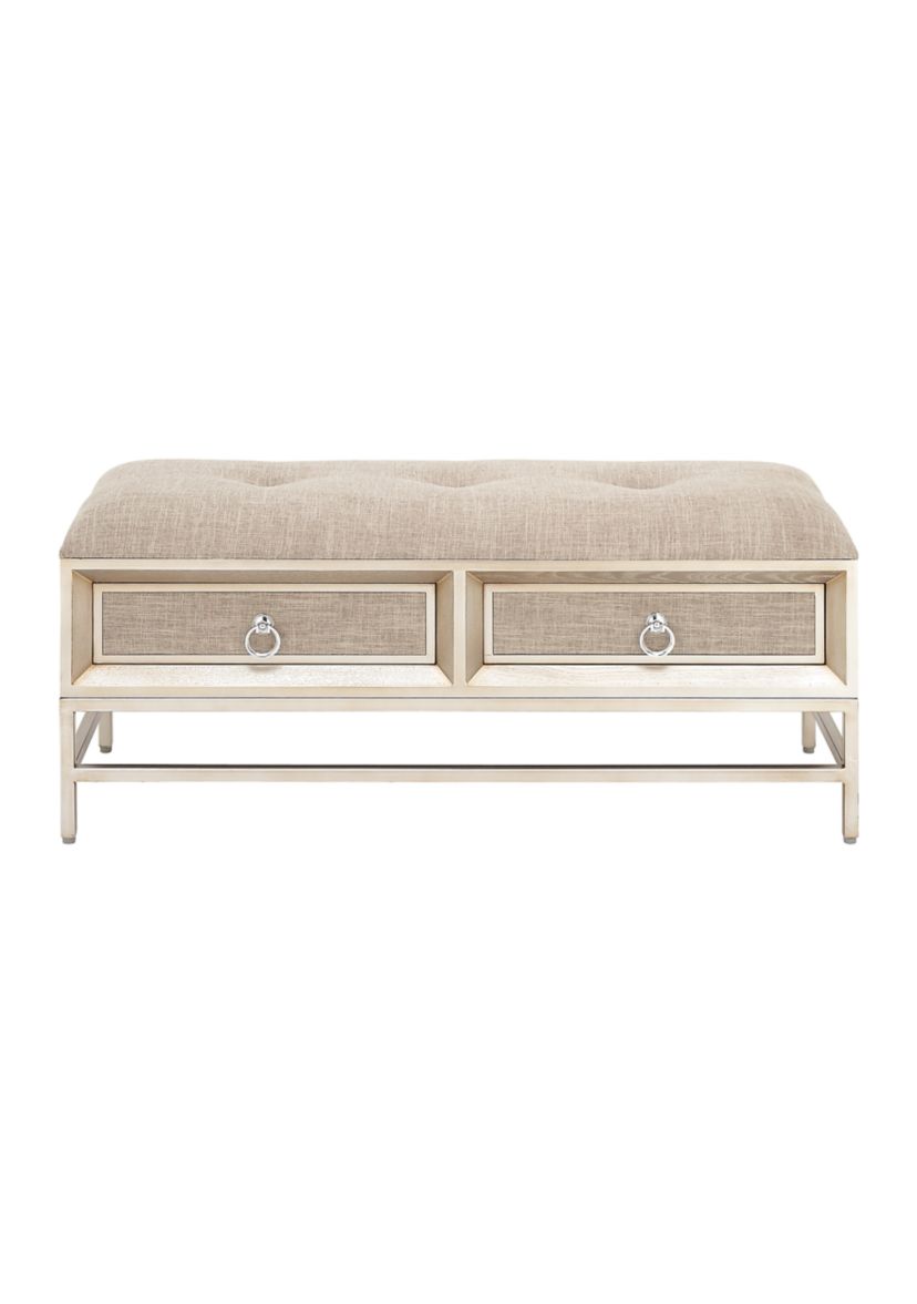 Contemporary Linen Fabric Storage Bench
