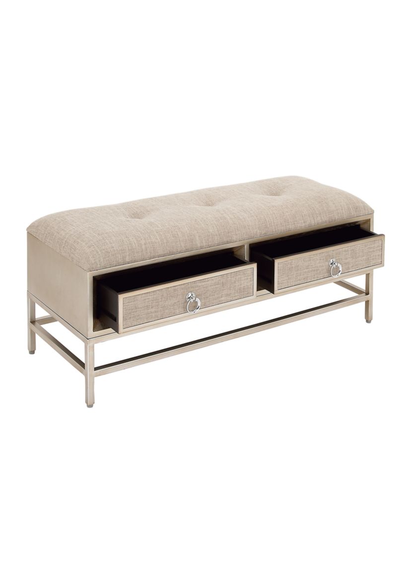 Contemporary Linen Fabric Storage Bench