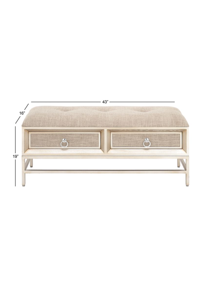 Contemporary Linen Fabric Storage Bench