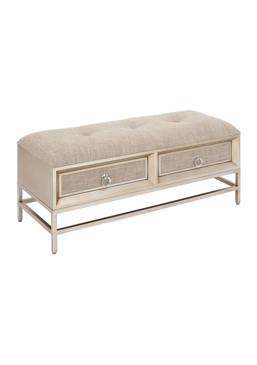 Contemporary Linen Fabric Storage Bench
