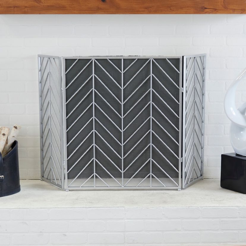 Modern Metal Fireplace Screen