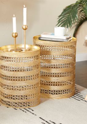 Transitional Metal Accent Table - Set of 2