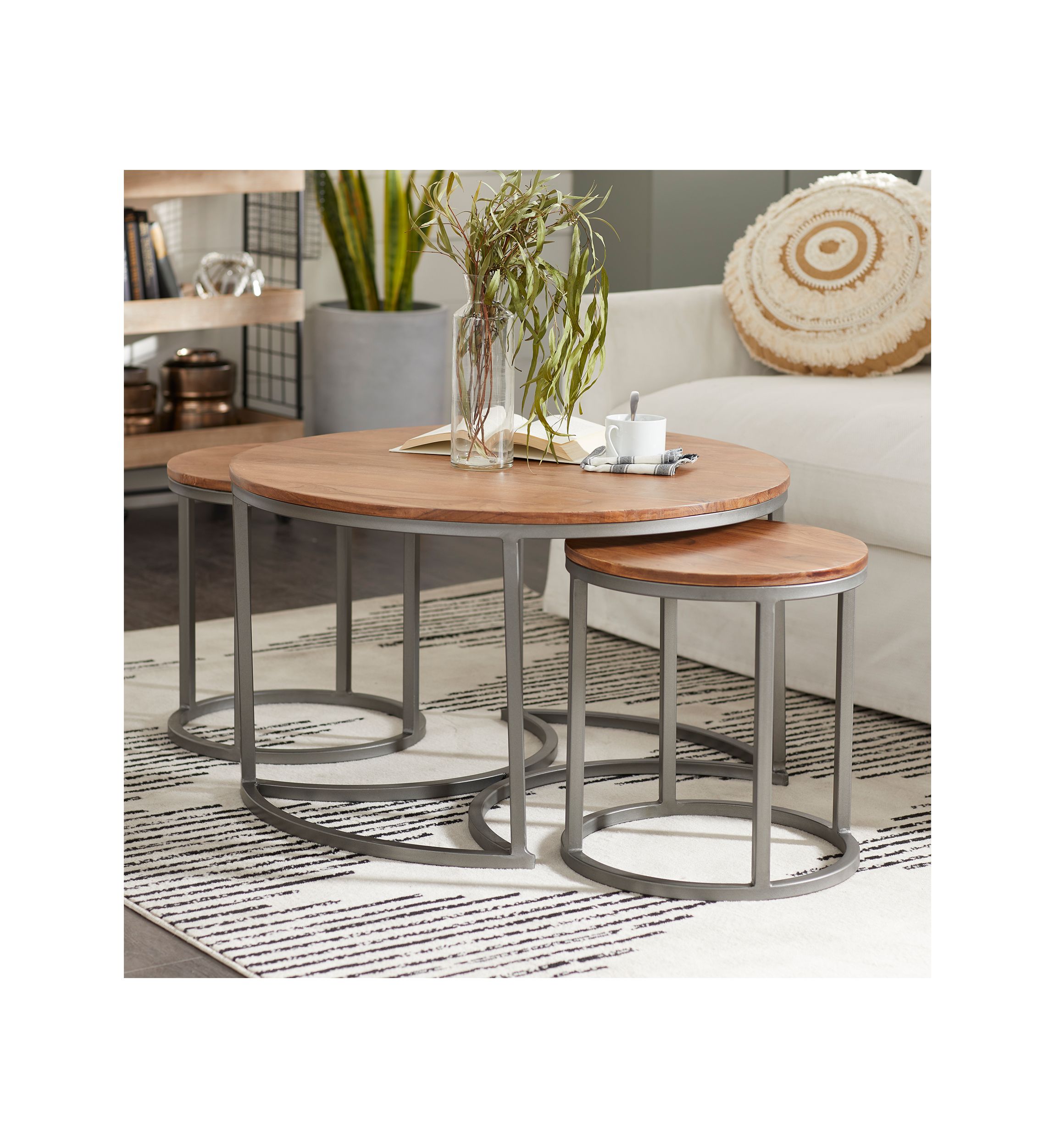 Contemporary Wood Coffee Table - Set of 3