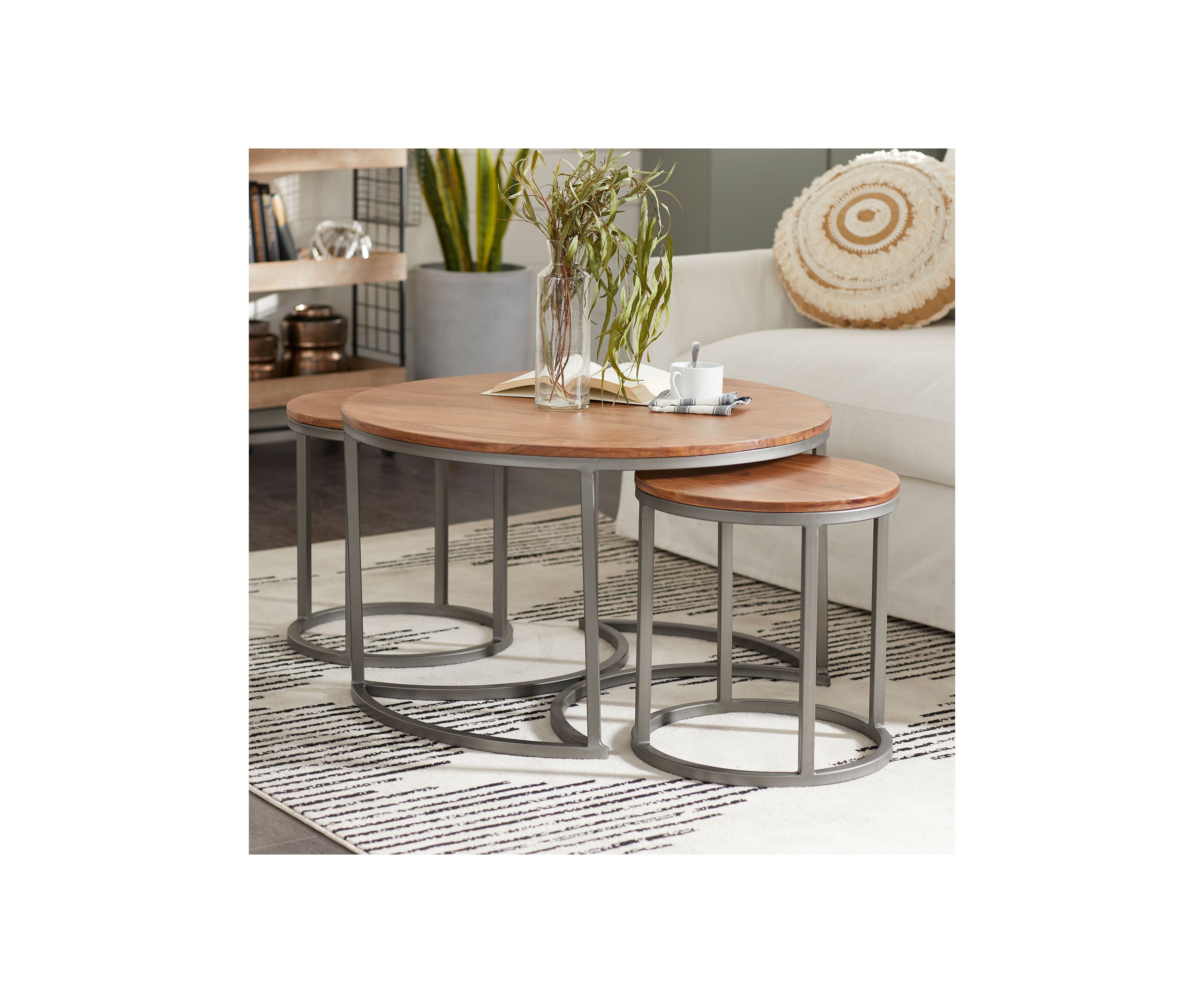 Contemporary Wood Coffee Table - Set of 3