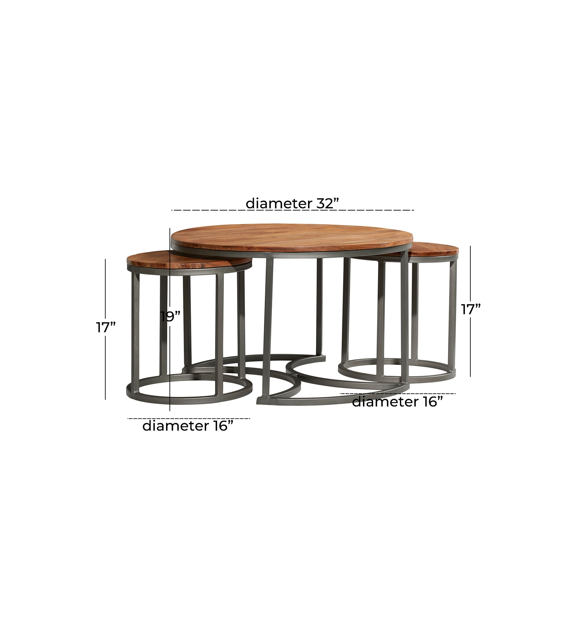 Contemporary Wood Coffee Table - Set of 3