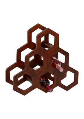 Brown Wood Contemporary Wine Rack