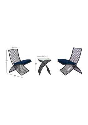 Eclectic Metal Outdoor Seating Set - Set of 3