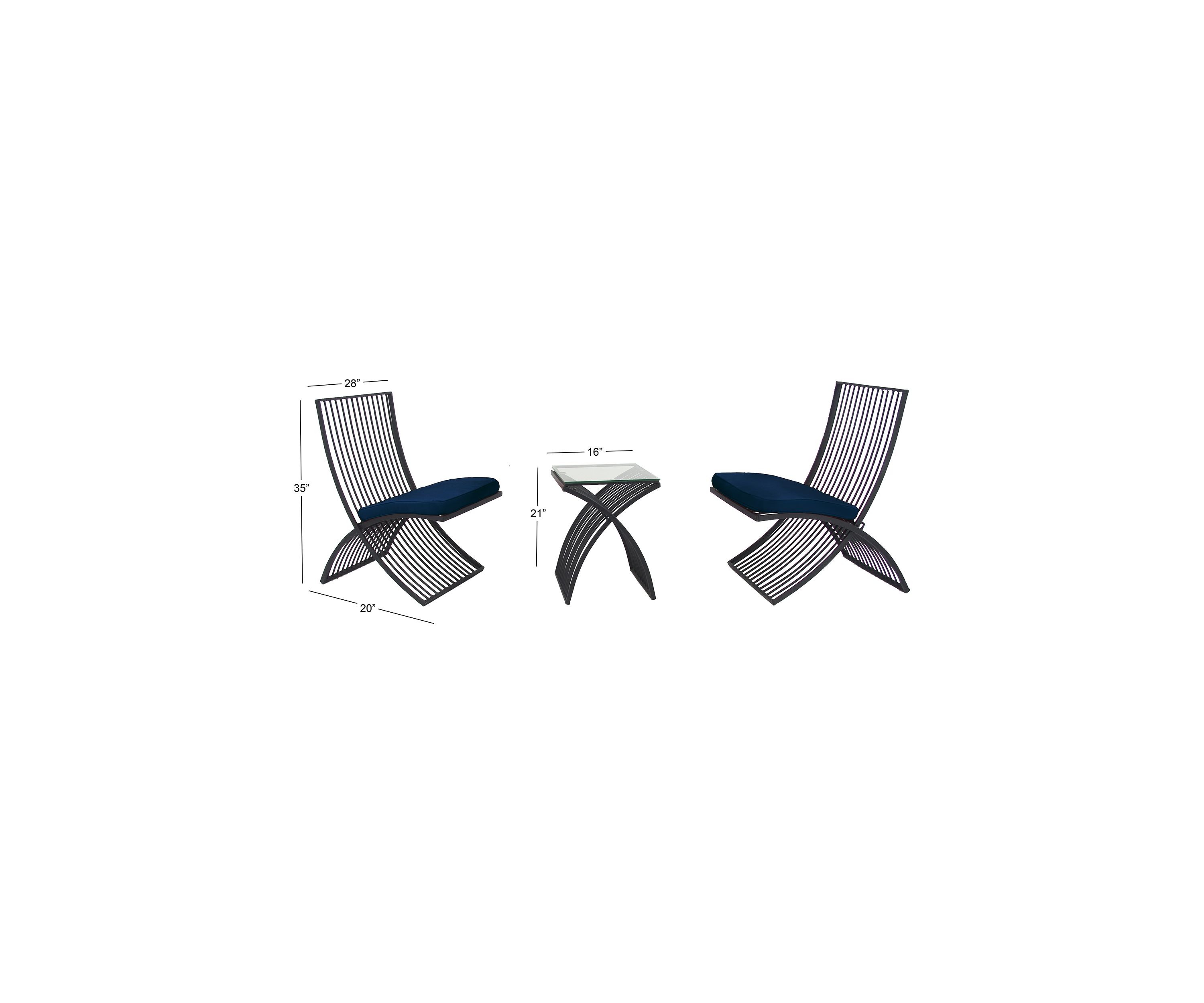 Eclectic Metal Outdoor Seating Set - Set of 3