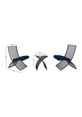 Eclectic Metal Outdoor Seating Set - Set of 3