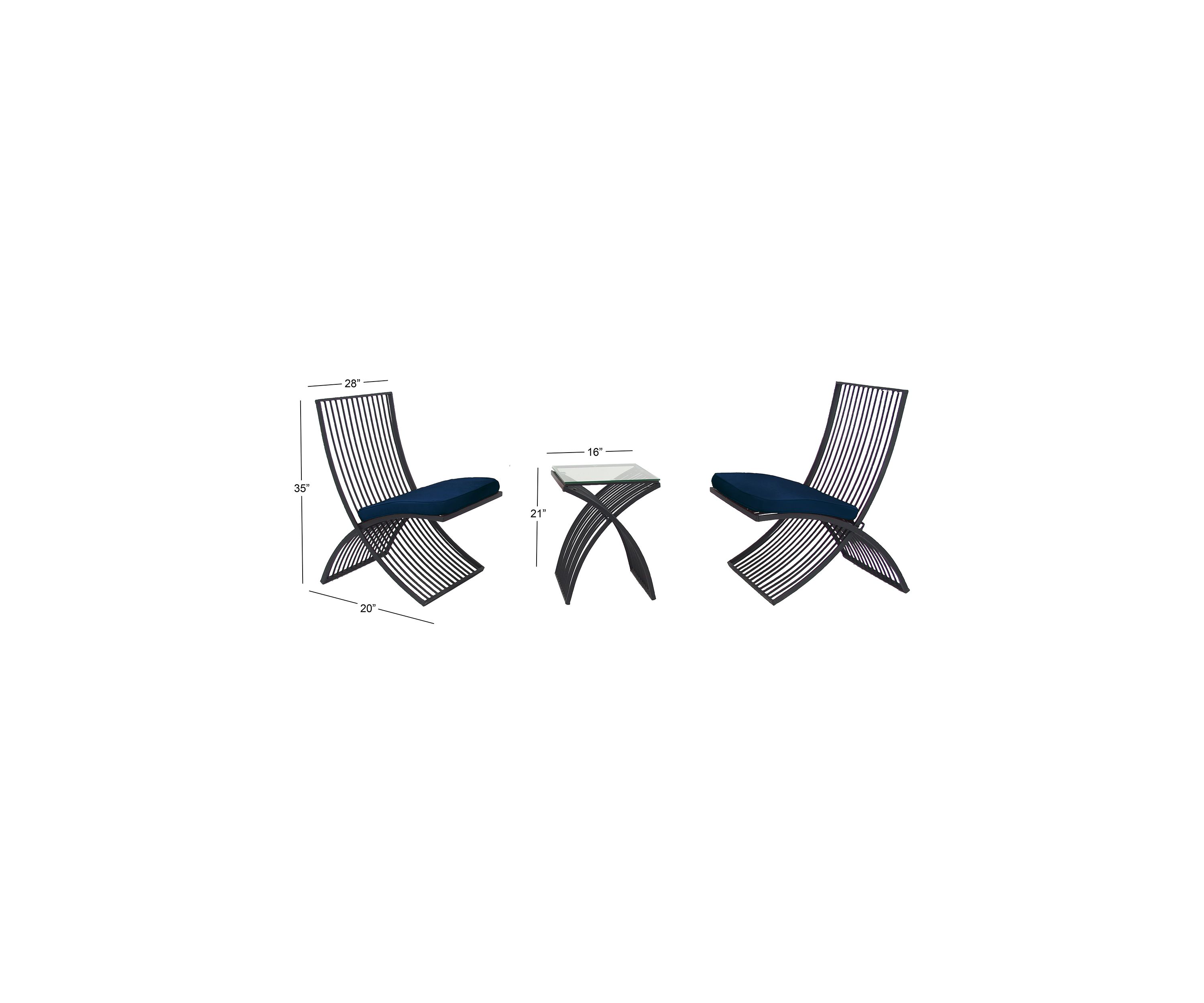 Eclectic Metal Outdoor Seating Set - Set of 3