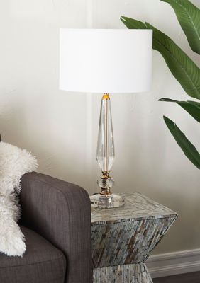 Chelsea Grove 27" Glass Buffet Lamp - Clear & White