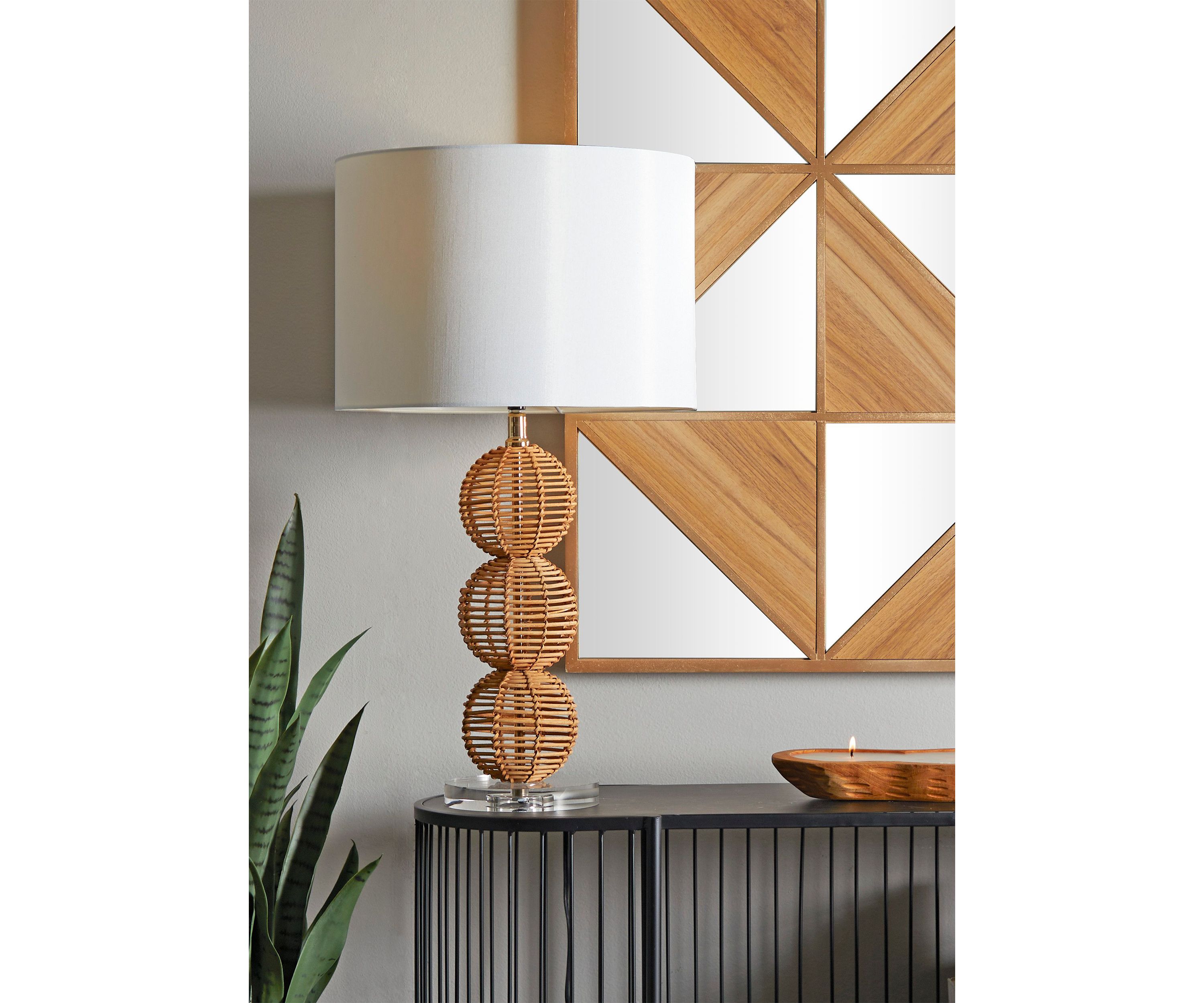 Bohemian Wicker Wood Table Lamp