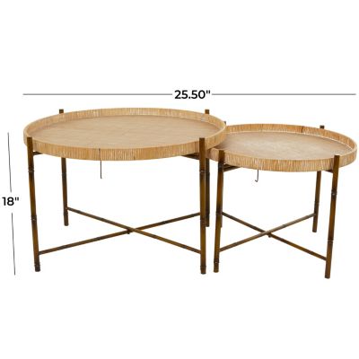 Modern Rattan Accent Table - Set of 2