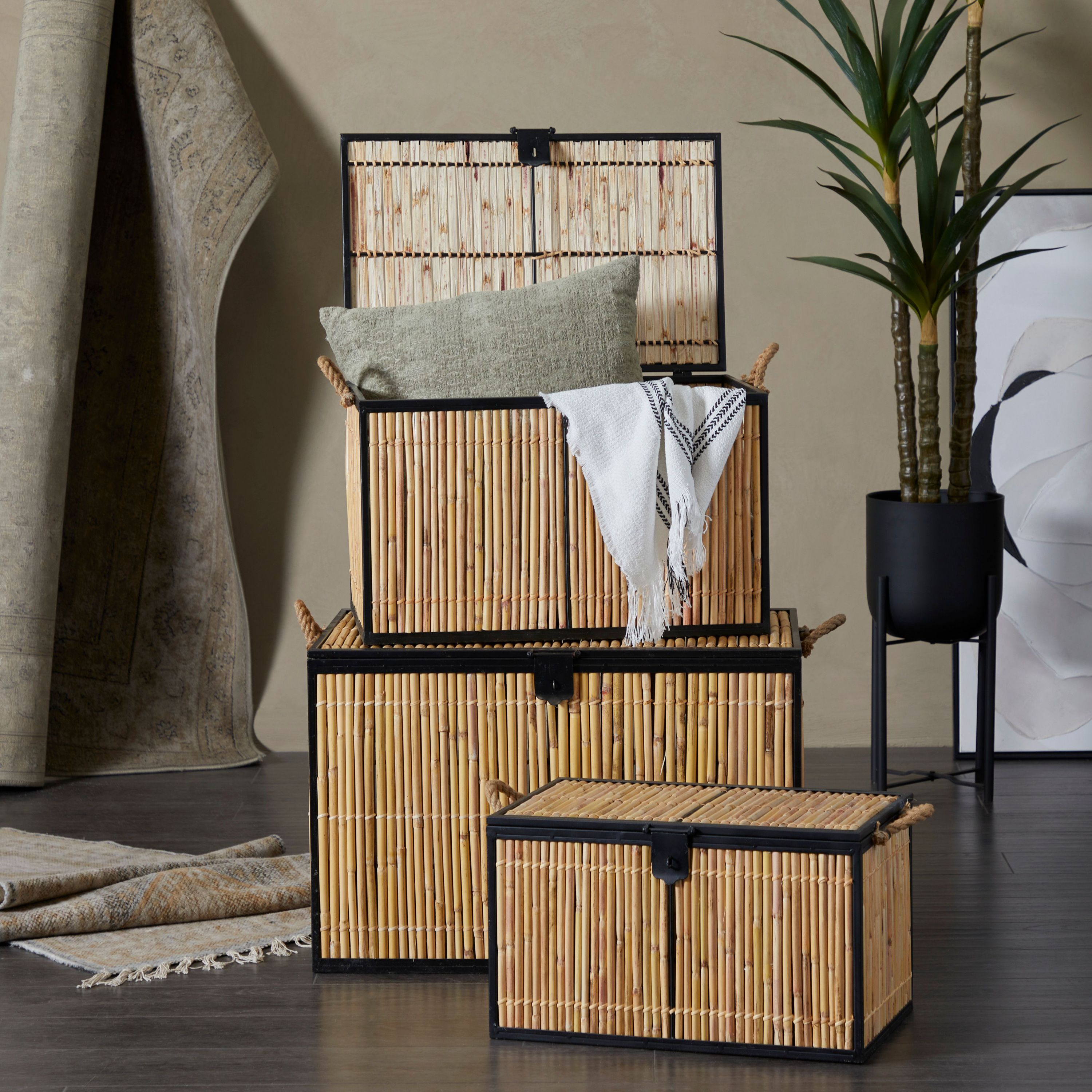 Natural Rattan Trunk - Set of 3