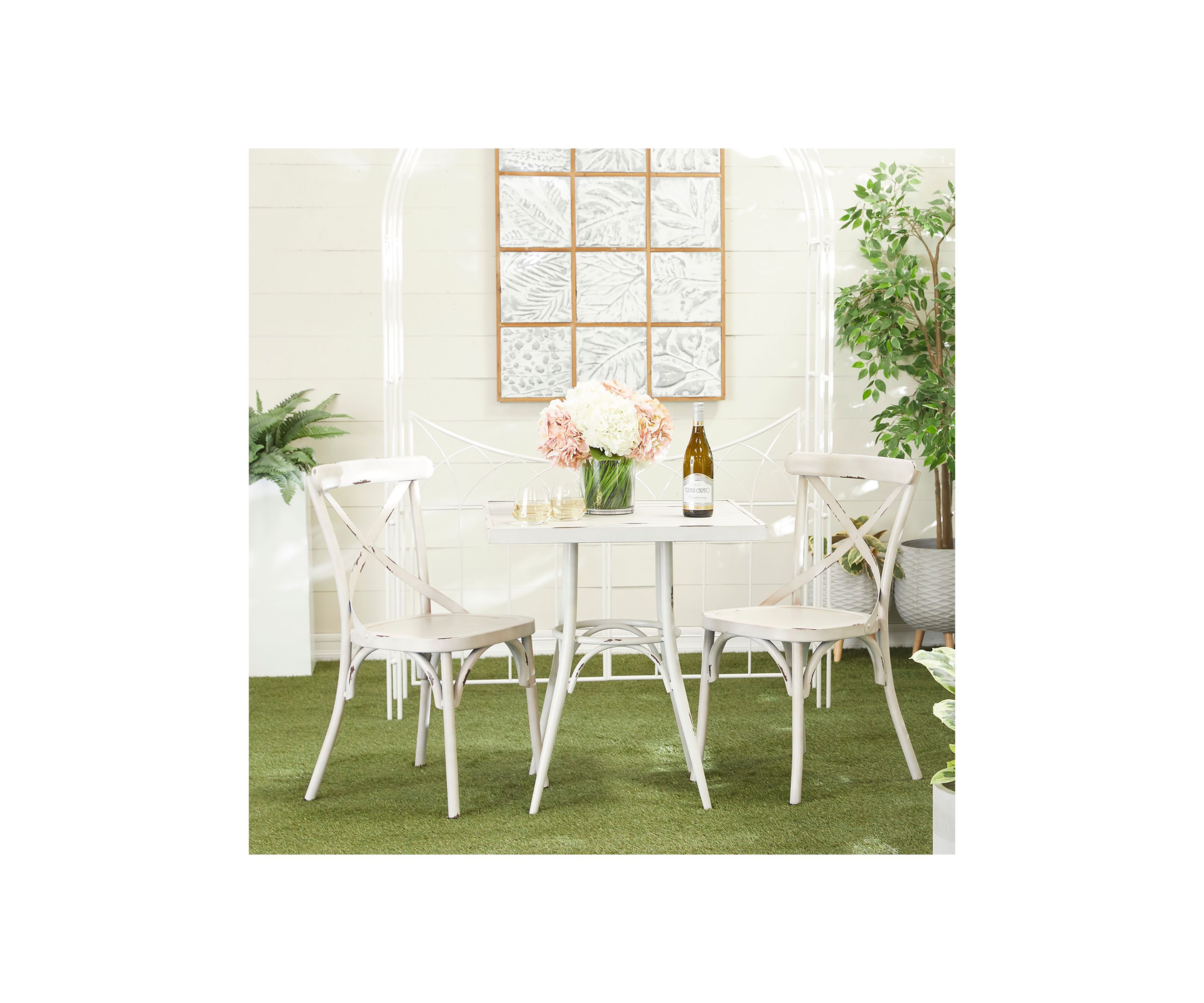 Farmhouse Iron Outdoor Dining Chair - Set Of 2