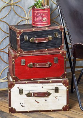 Farmhouse Wooden Trunk - Set of 3