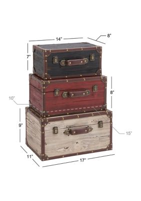 Farmhouse Wooden Trunk - Set of 3