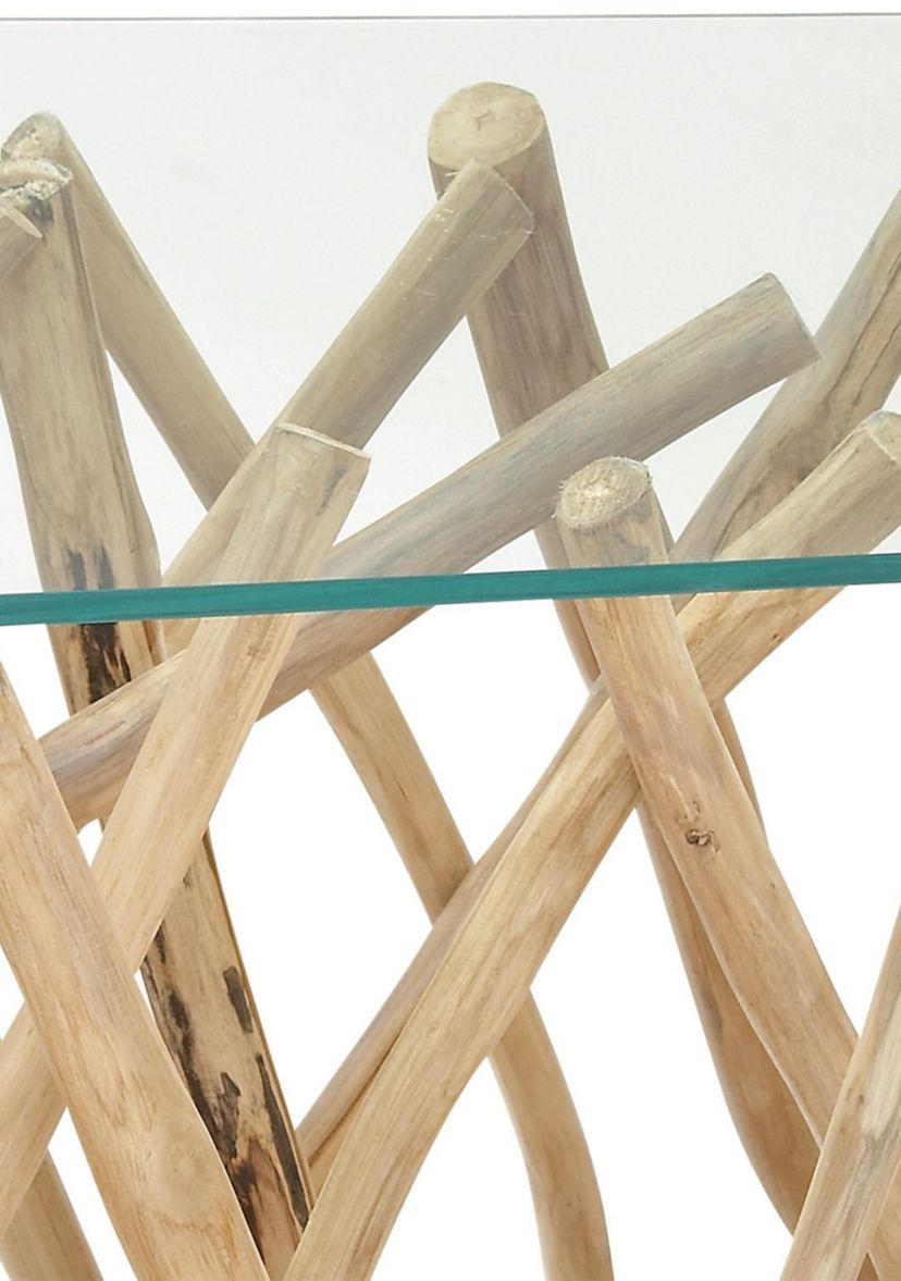 Contemporary Teak Wood Console Table