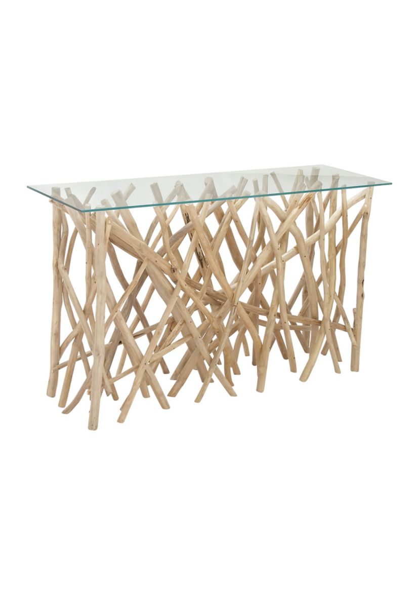 Contemporary Teak Wood Console Table