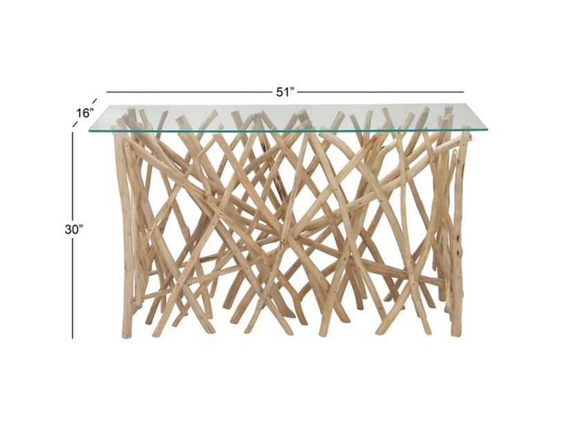 Contemporary Teak Wood Console Table