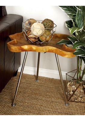 Contemporary Teak Wood Accent Table