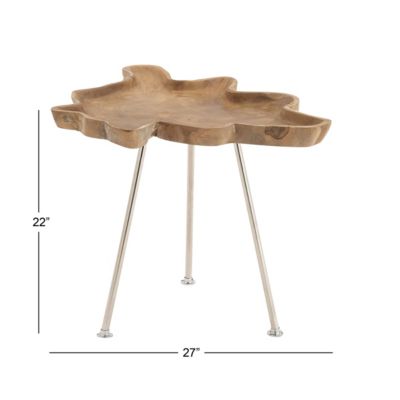 Contemporary Teak Wood Accent Table