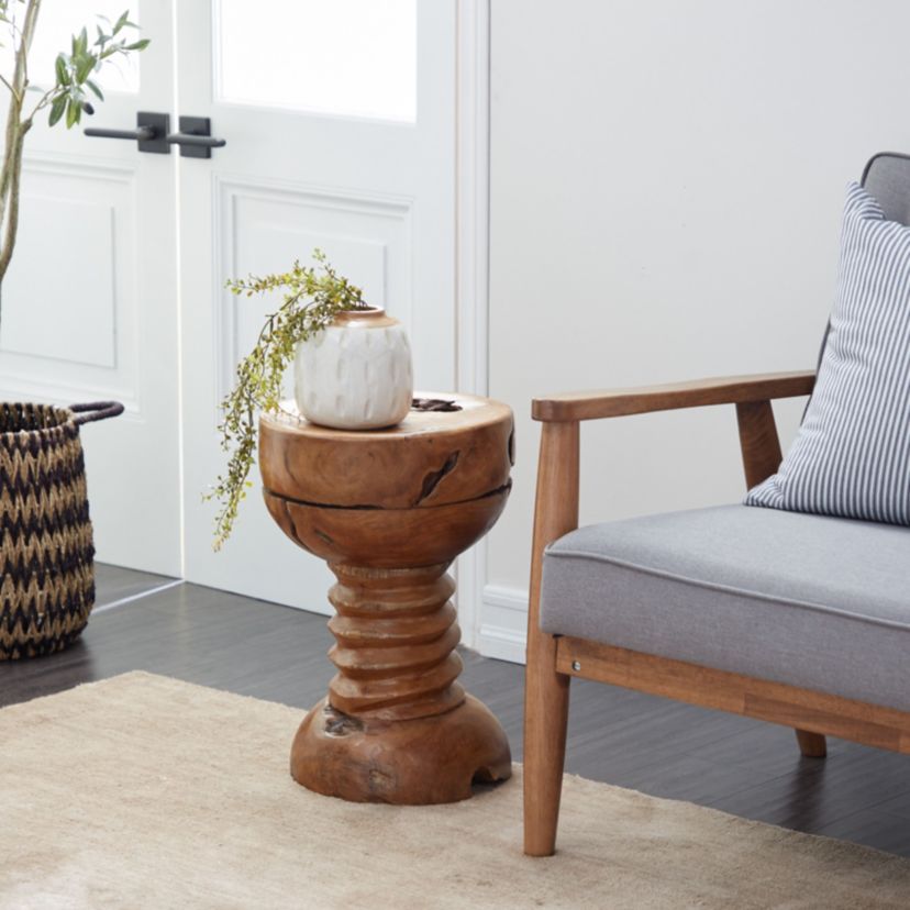 Rustic Teak Wood Accent Table