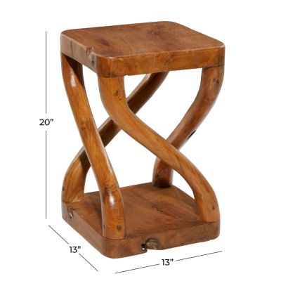 Contemporary Teak Wood Accent Table