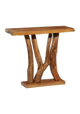 Contemporary Teak Wood Console Table