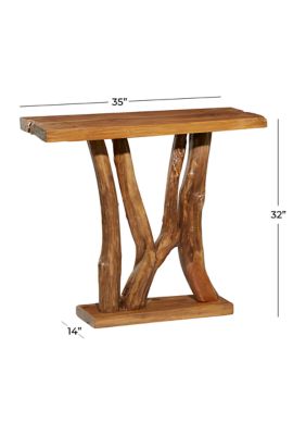 Contemporary Teak Wood Console Table