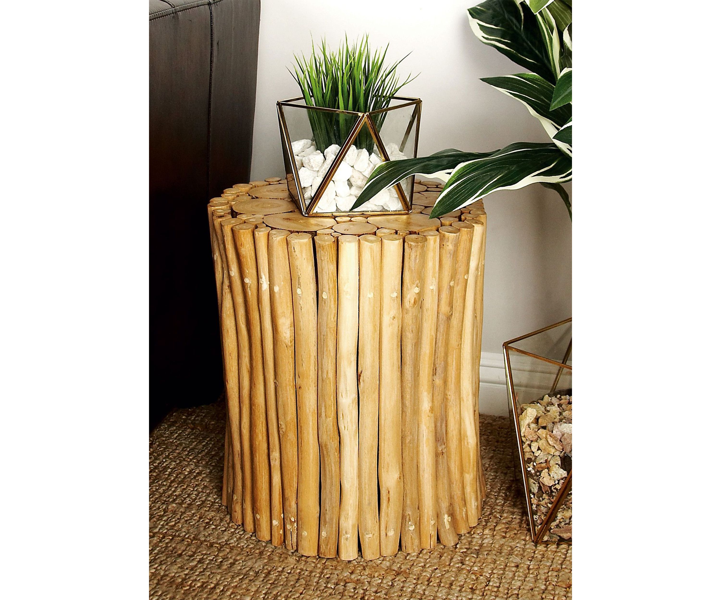 Rustic Teak Wood Accent Table