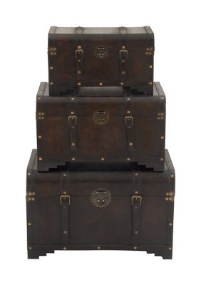 Traditional Wooden Trunk - Set of 3