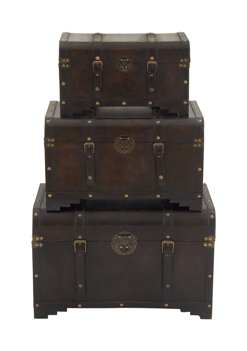Traditional Wooden Trunk - Set of 3