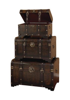 Traditional Wooden Trunk - Set of 3