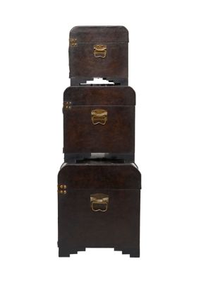 Traditional Wooden Trunk - Set of 3