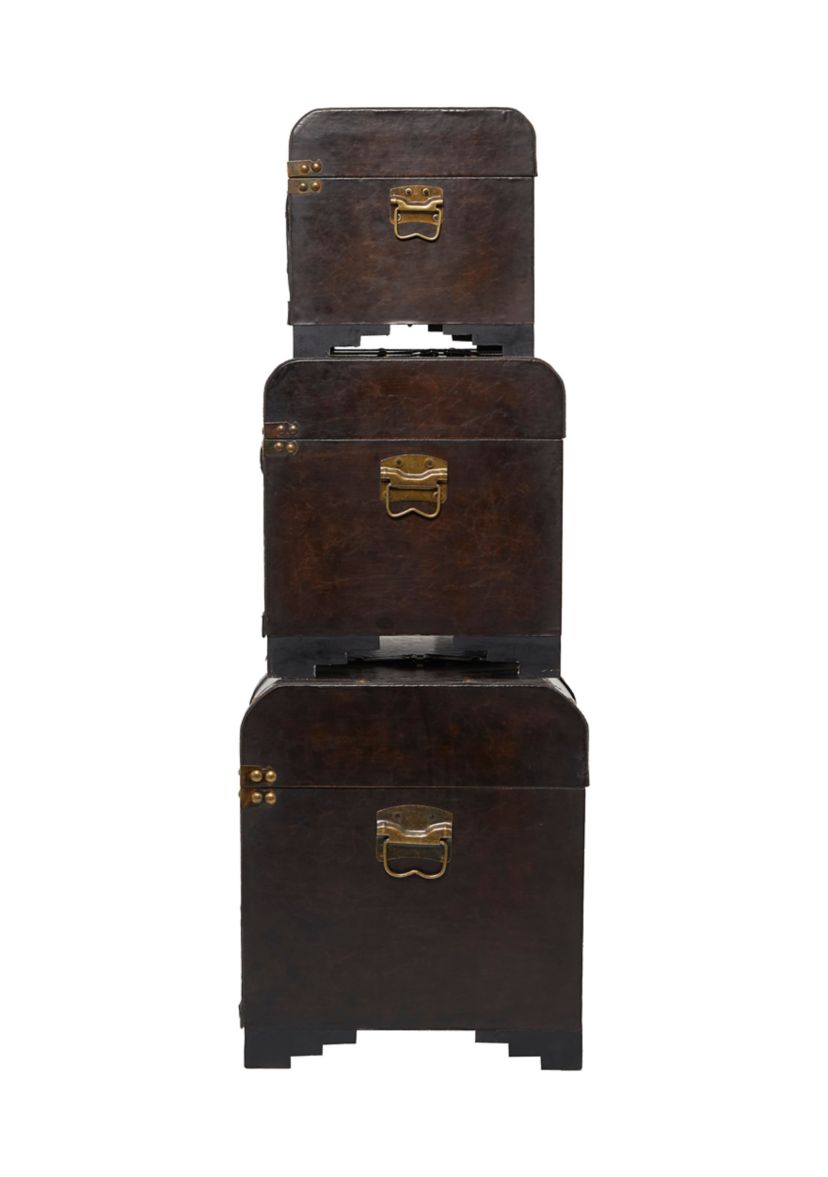 Traditional Wooden Trunk - Set of 3