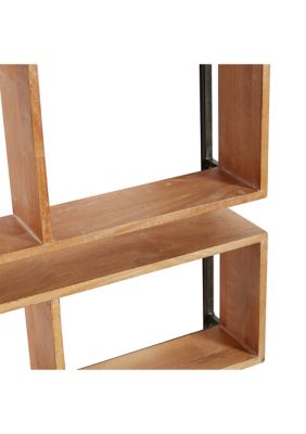 Brown Wood Industrial Wall Shelf