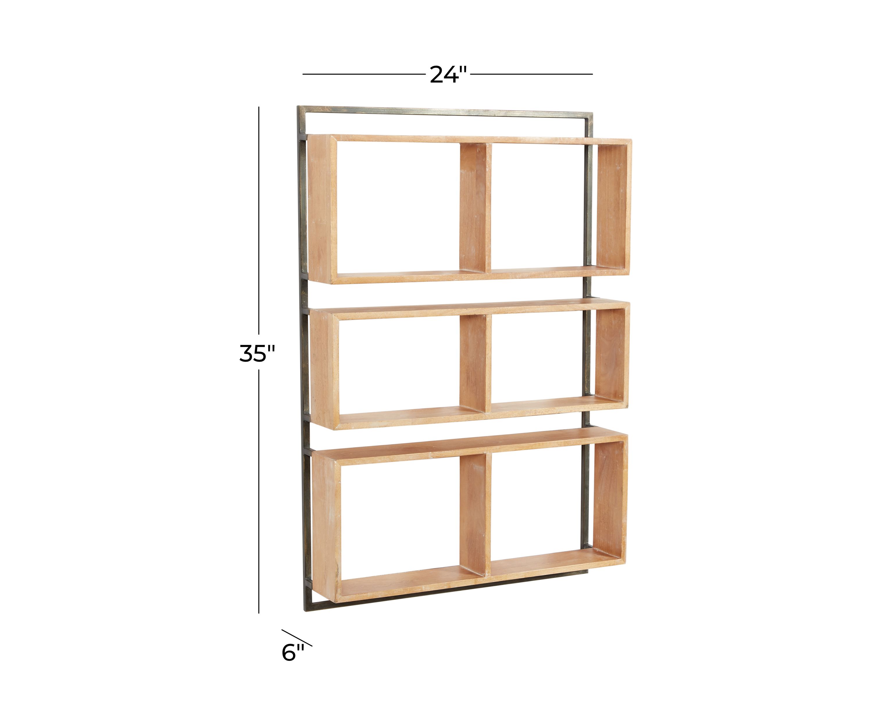 Brown Wood Industrial Wall Shelf