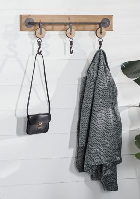 Monroe Lane Industrial Wood Wall Hook, Brown