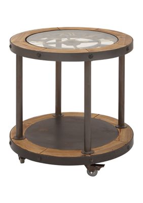 Industrial Wood Accent Table