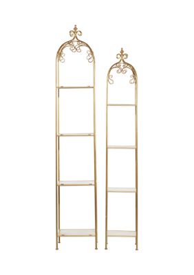 Gold Metal Contemporary Shelving Unit - Set of 2